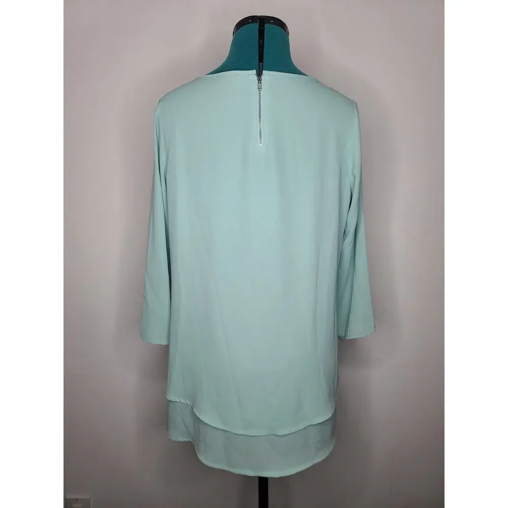 Limited mint green long sleeve tunic blouse - small
